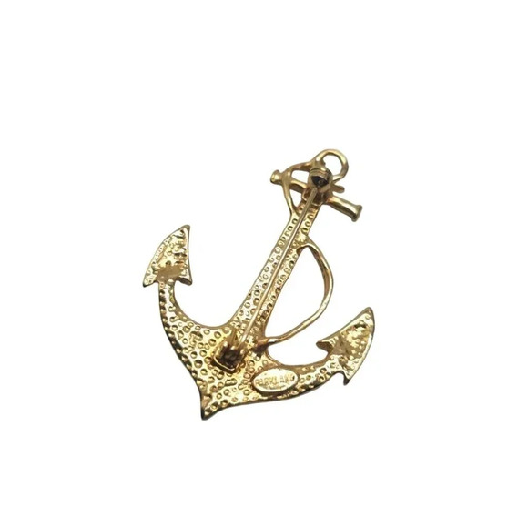 ParkLane Cream Enamel Anchor Nautical Naval Brooch Pin Gold Tone Vintage - Picture 3 of 4